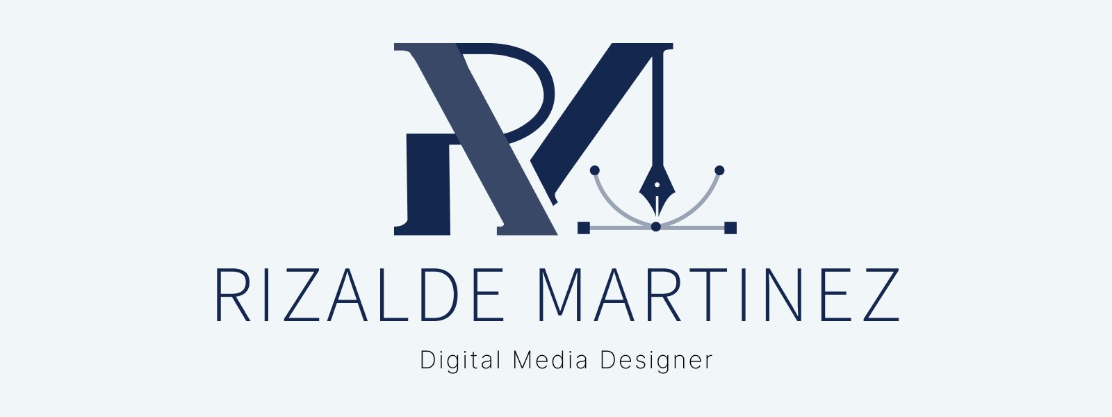 RM monogram logo and personal brand identity on light background