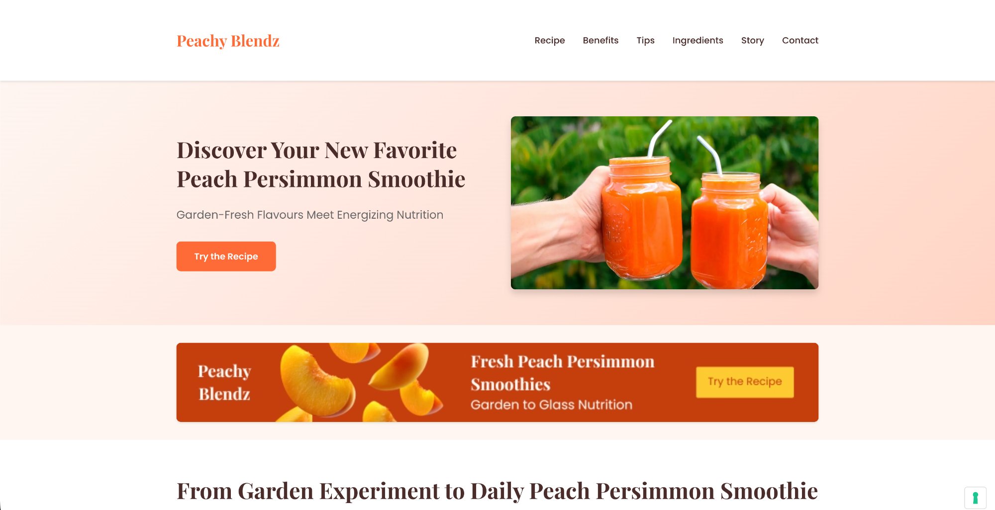 Peachy Blendz recipe website screenshot